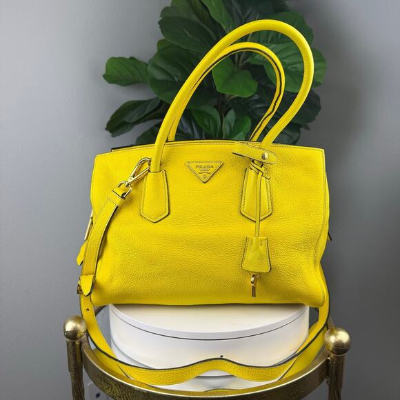 💎✨Authentic PRADA Girasole Vitello Grain Leather Two-Way Tote Bag - Picture 1 of 8